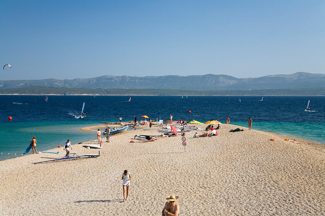 People at the beach in the sunlight, Golden Horn, Bol, Brac Island, Dalmatia, Croatia, Europe