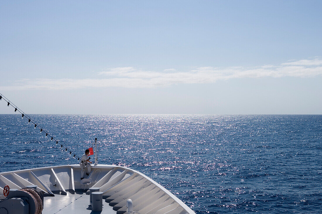 Bug von Kreuzfahrtschiff MS Hanseatic, Indischer Ozean, nahe Mosambik, Afrika