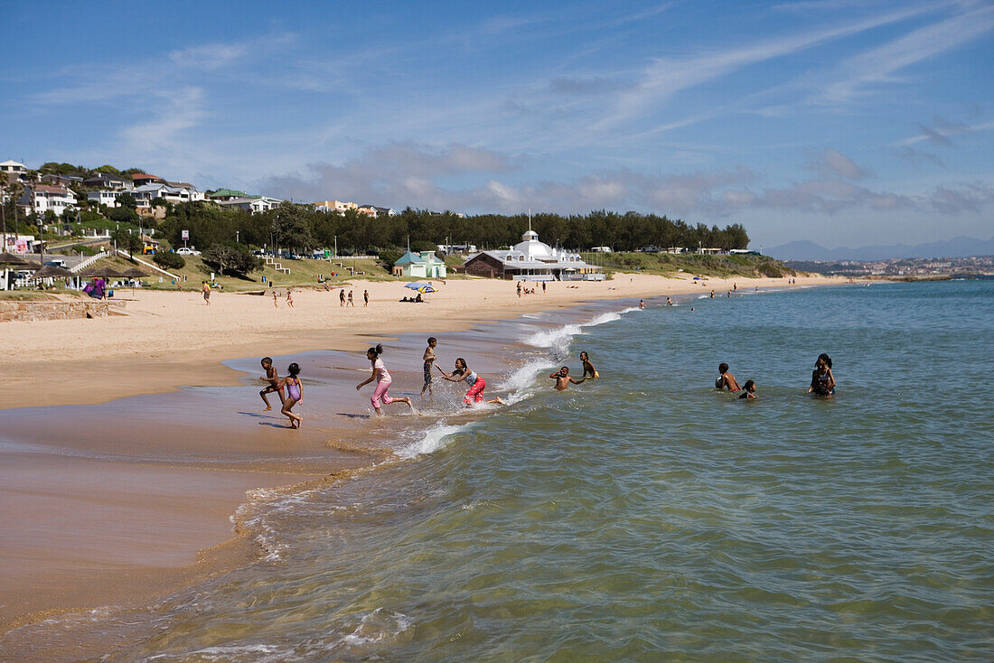 Children playing on the beach, Mossel Bay, Western Cape, South Africa, Africa