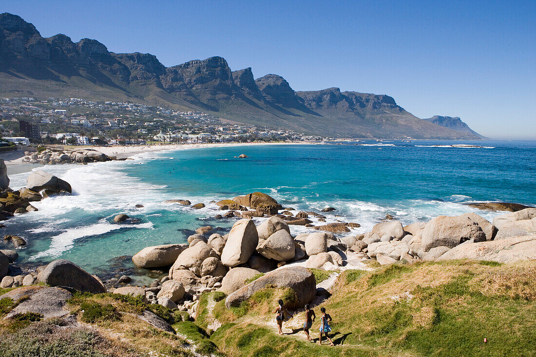 Camps Bay beach with Twelve Apostles Mountains, Cape Town, Western Cape, South Africa, Africa