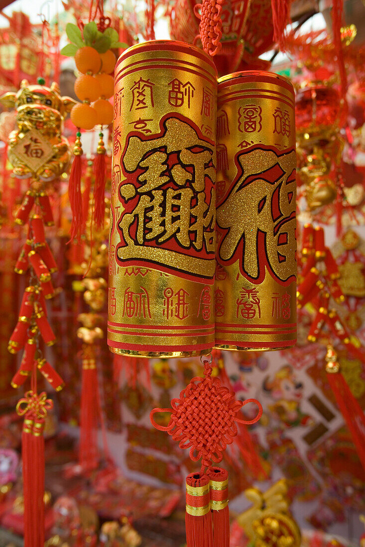 Colorful Chinese New Years Decorations in Chinatown, Singapore, Asia