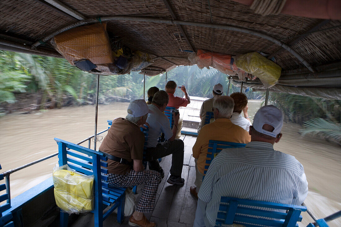 Bootsfahrt auf der Tan Thach Insel im Delta vom Mekong Fluss, My Tho, Tien Giang, Vietnam, Asien