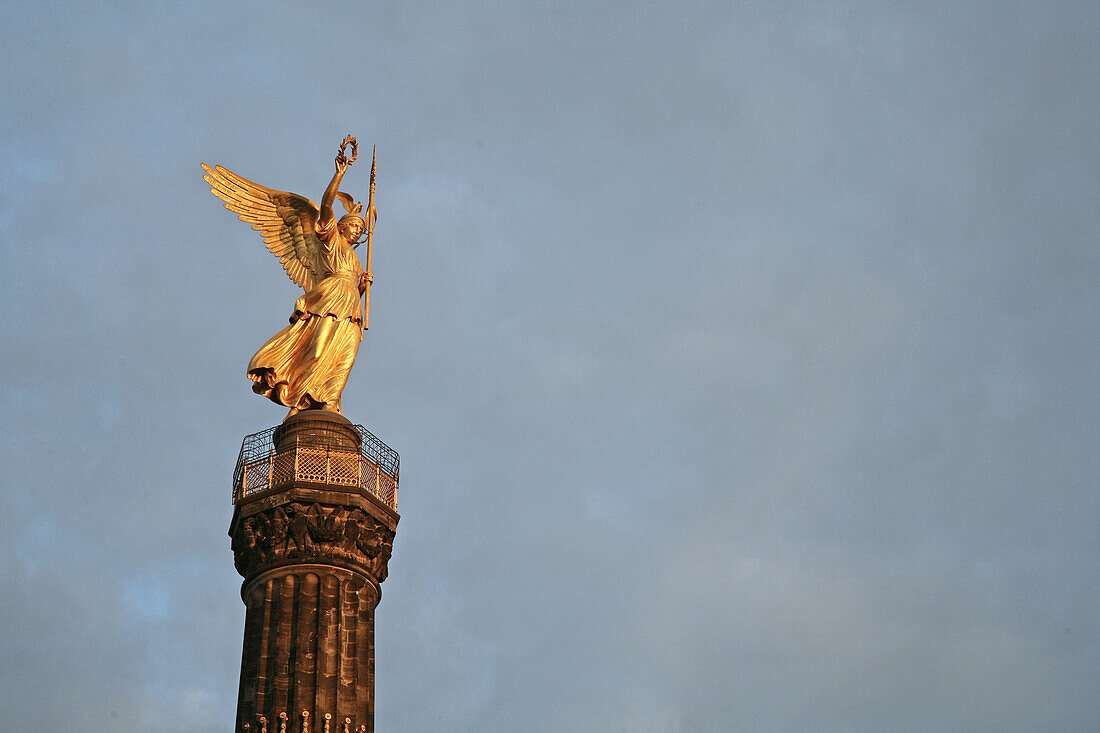 The Victory Column, Siegessäule with golden statue of the victory goddess, at the Grosser Stern, in Berlin, Germany