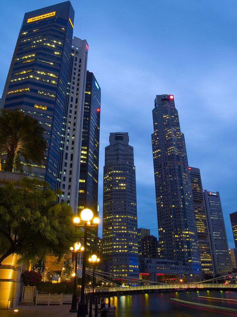 Architecture, Asia, Building, Buildings, Cities, City, Cityscape, Cityscapes, Color, Colour, Downtown, Evening, Exterior, Illuminated, Illumination, Lights, Night, Nighttime, Outdoor, Outdoors, Outside, Reflection, Reflections, River, Rivers, Singapore, S