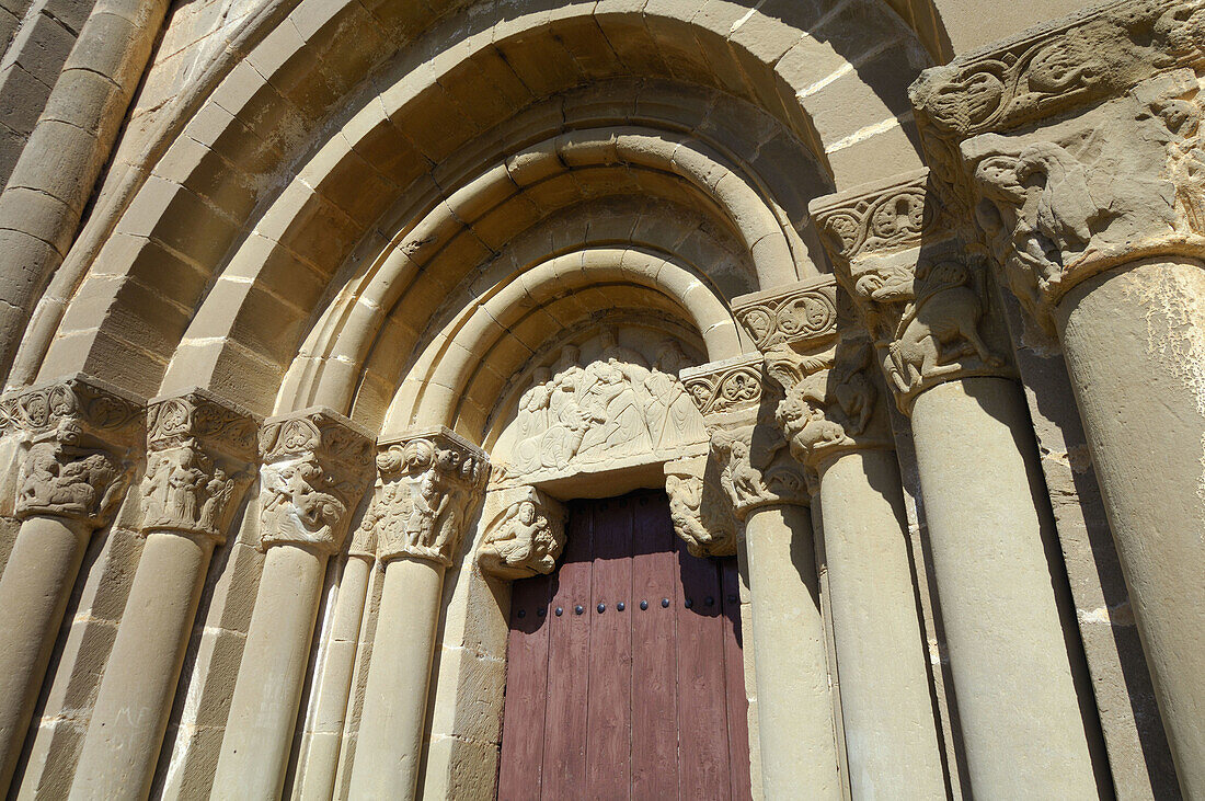 Romanesque church of Santiago (12th century), Agüero. La Hoya de Huesca. Huesca province, Aragon, Spain.