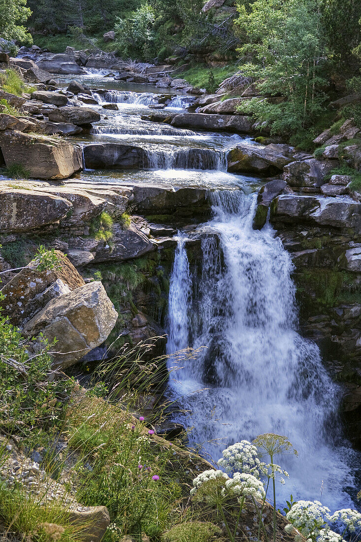 Gradas de Soaso, Arazas river, Pyrenees Mountains. Ordesa National Park, Huesca province, Aragon, Spain