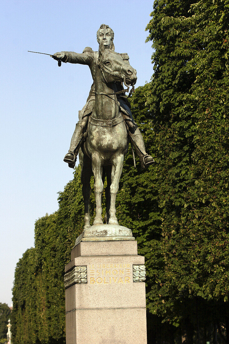 The statue of Simon Bolivar near Pont Alexandre III. Paris. France