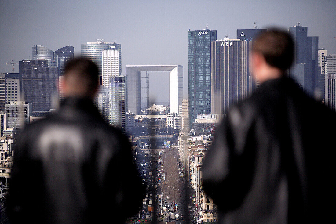 The view of La Defense from the viewing platform of Arc de Triomphe. Paris. France.