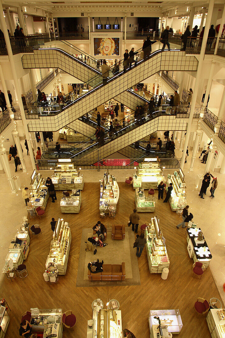 The interior view of department store Le Bon Marche. Paris. France