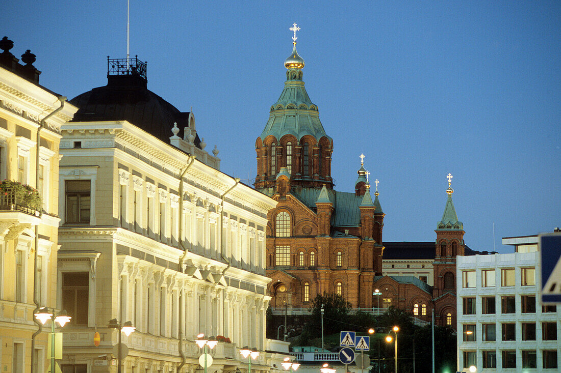 The Uspenski Cathedral in the evening, Helsinki, Finland, Europe