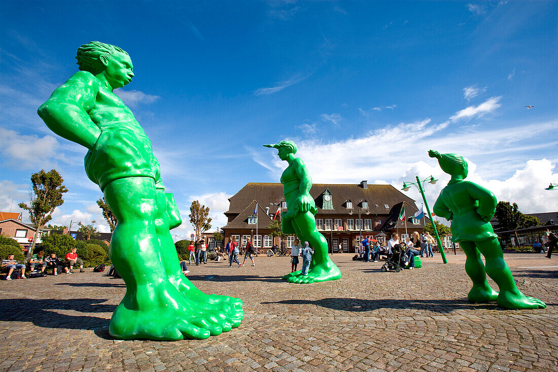 Skulpturen Reisende Riesen, Westerland, Sylt, Nordfriesland, Schleswig-Holstein, Deutschland