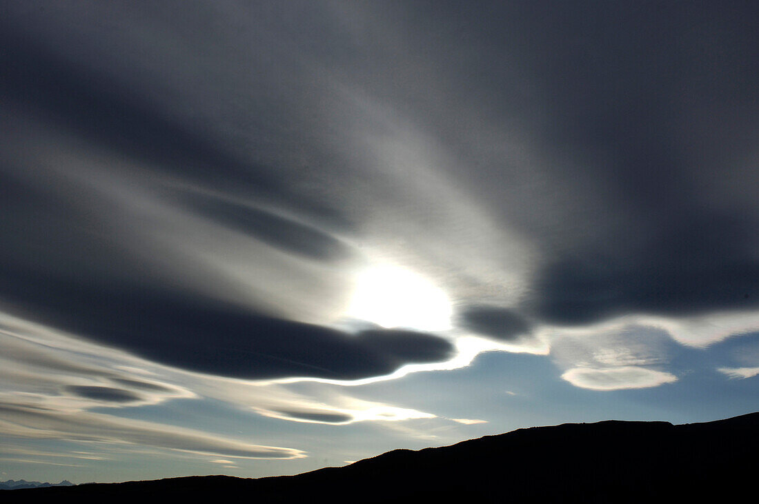 Clouds over mountains in the evening, South Tyrol, Italy, Europe