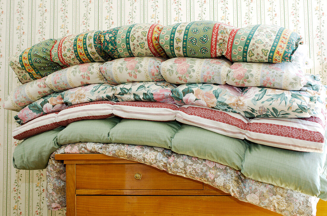 Quilts, bedding in Villa Hermes, Seis am Schlern, South Tyrol, Italy