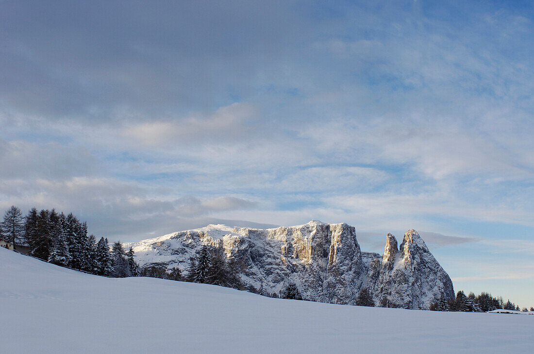 Mountain landscape in Winter, Seiser Alp, South Tyrol, Italy