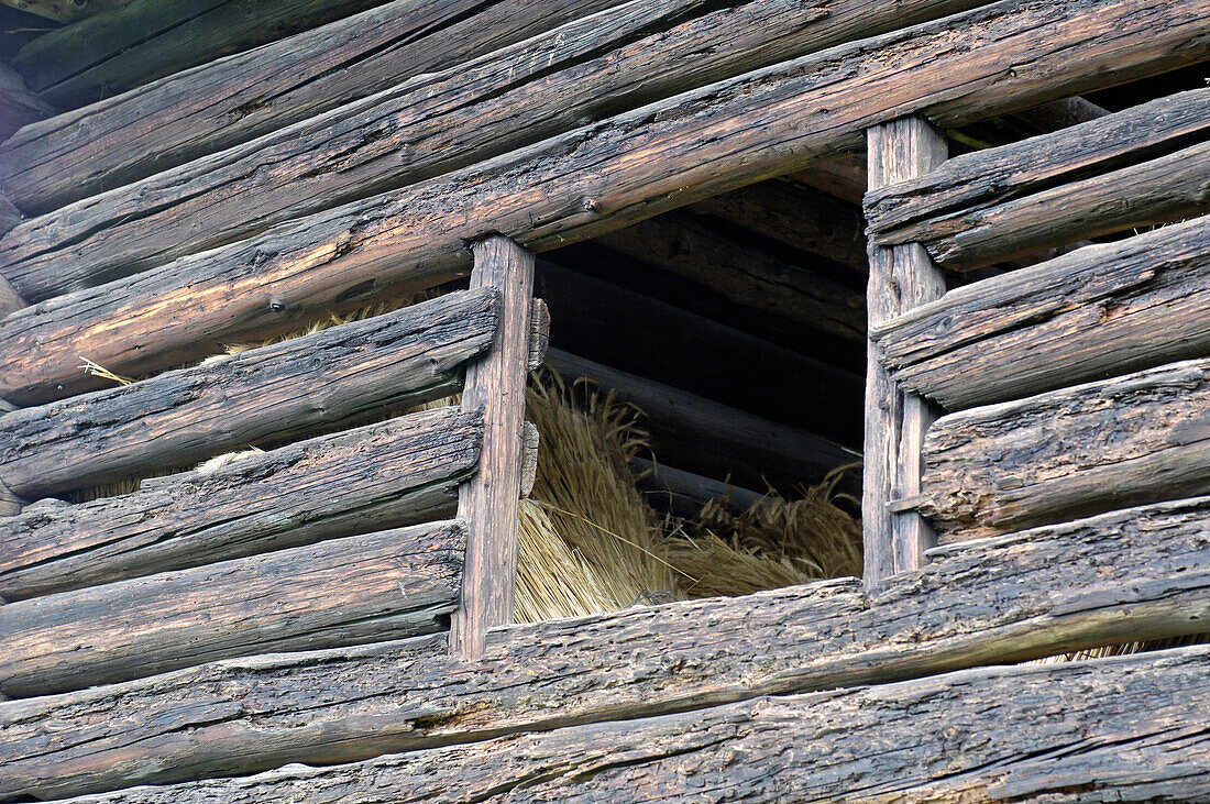 Hay barn in the South Tyrolean local history museum at Dietenheim, Puster Valley, South Tyrol, Italy