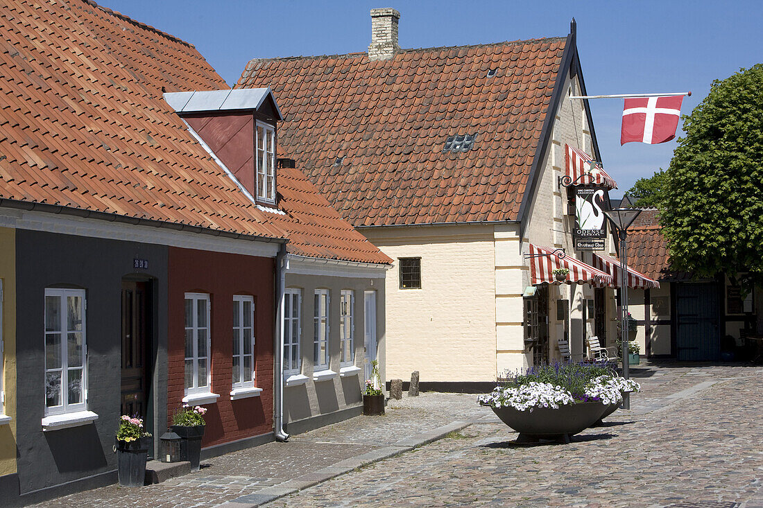 Overgade and Nedergade. H.C. Andersen birth-quarter. Odense. Denmark.