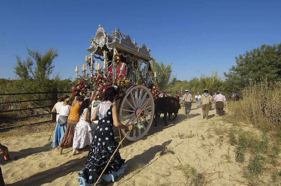 Romería' (pilgrimage) to El Rocío. Almonte, Huelva province, Andalucia, Spain