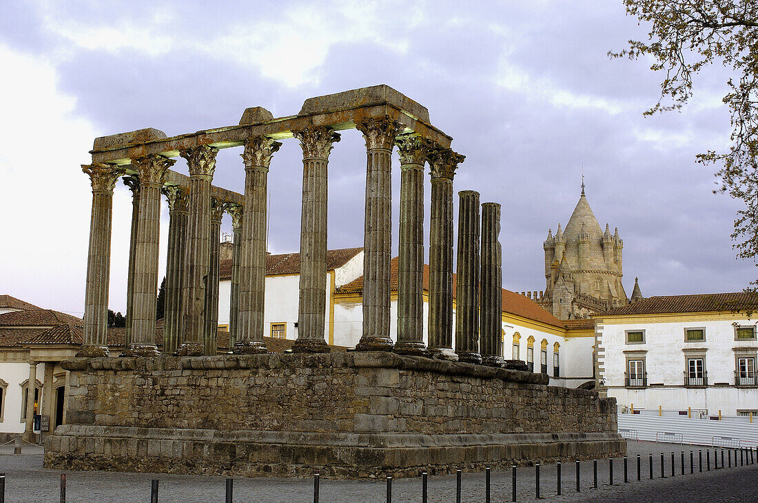Ruins of Roman temple of Diana at Evora, Alentejo. Portugal
