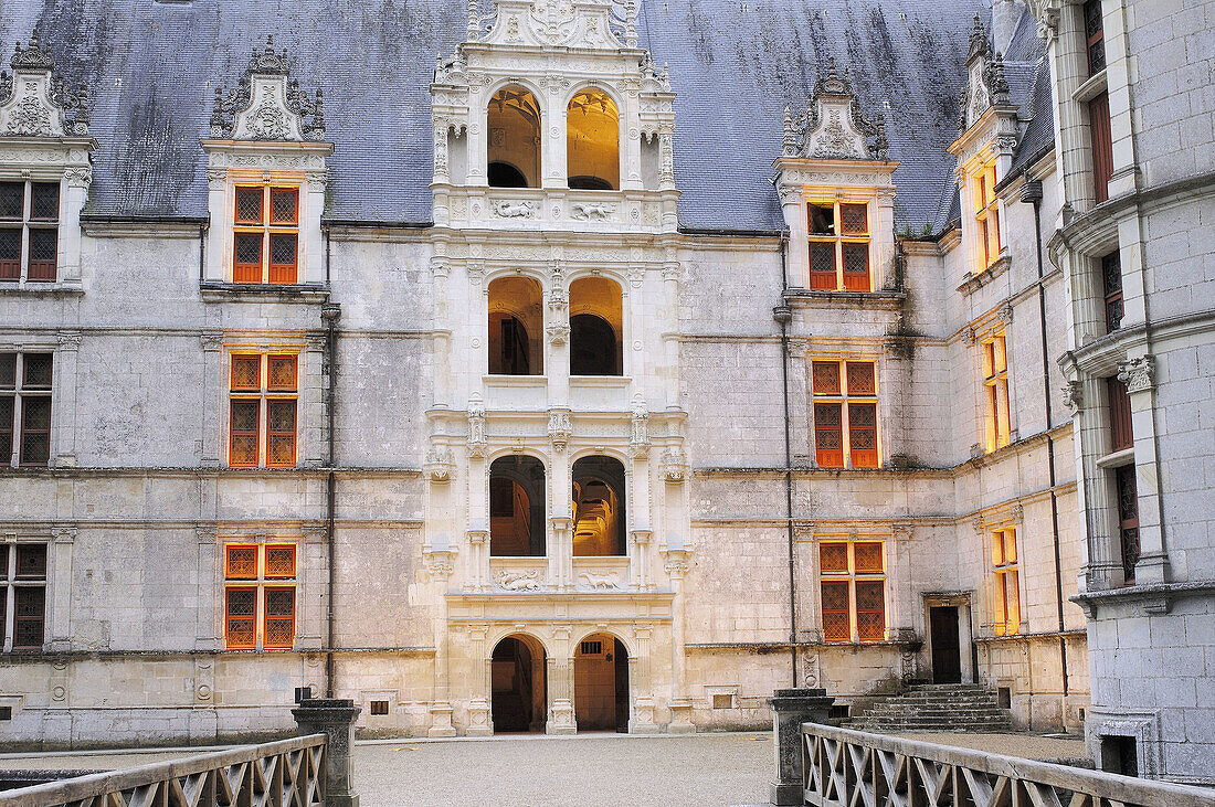 Castle of Azay-le-Rideau, built from 1518 to 1527 by Gilles Berthelot in Renaissance style, on the list of World Cultural Heritage sites of UNESCO, Indre et Loire province, France