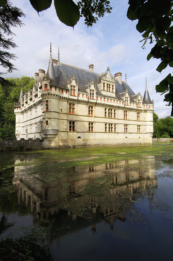 Castle of Azay-le-Rideau, built from 1518 to 1527 by Gilles Berthelot in Renaissance style, on the list of World Cultural Heritage sites of UNESCO, Indre et Loire province, France