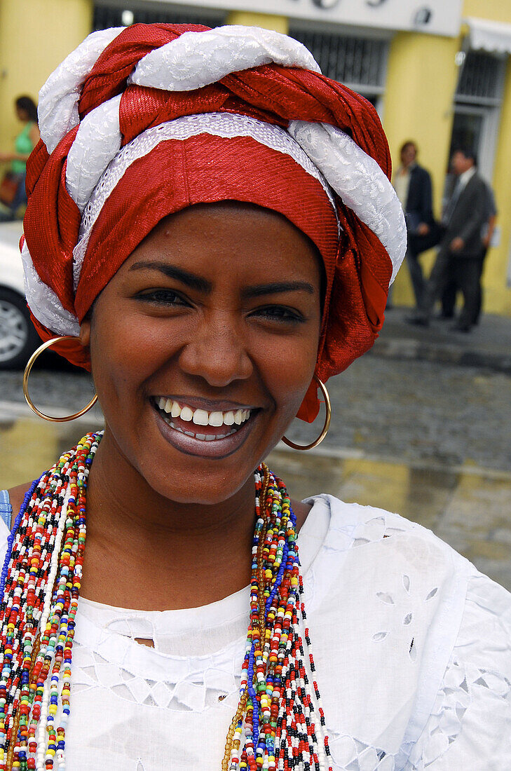 Woman in traditional dress. Salvador da Bahia. Brazil.