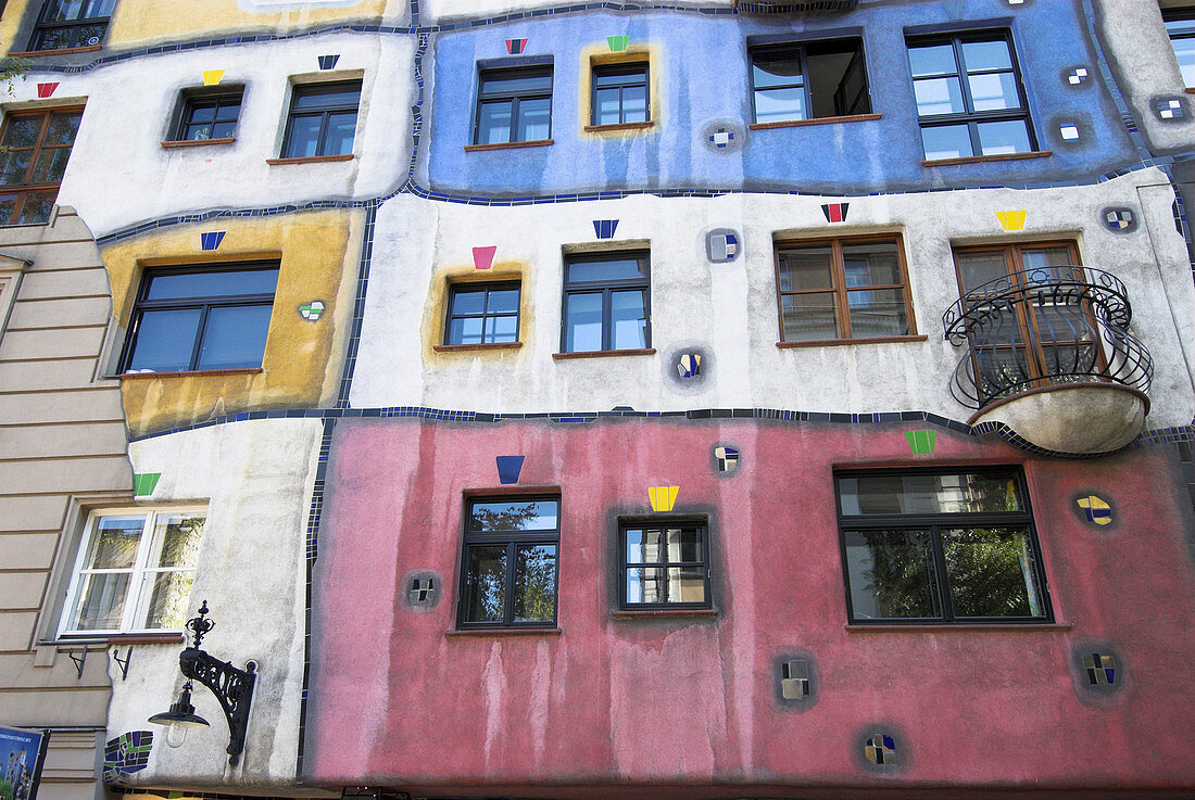 Hundertwasser_House, artistic architecture, different windows, colours, balcony, different way of living, Vienna, Austria