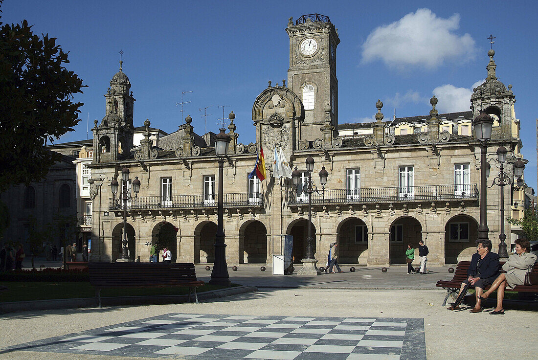 Lugo. Galicia. Spain. Main Square and Town hall. Baroque style.