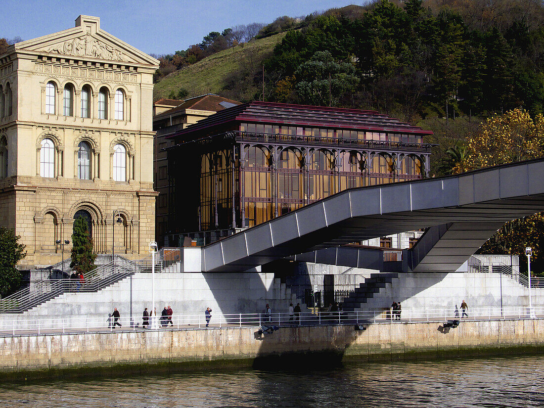 Deusto bridge and University. Bilbao. Bizkaia. Euskadi. Spain.