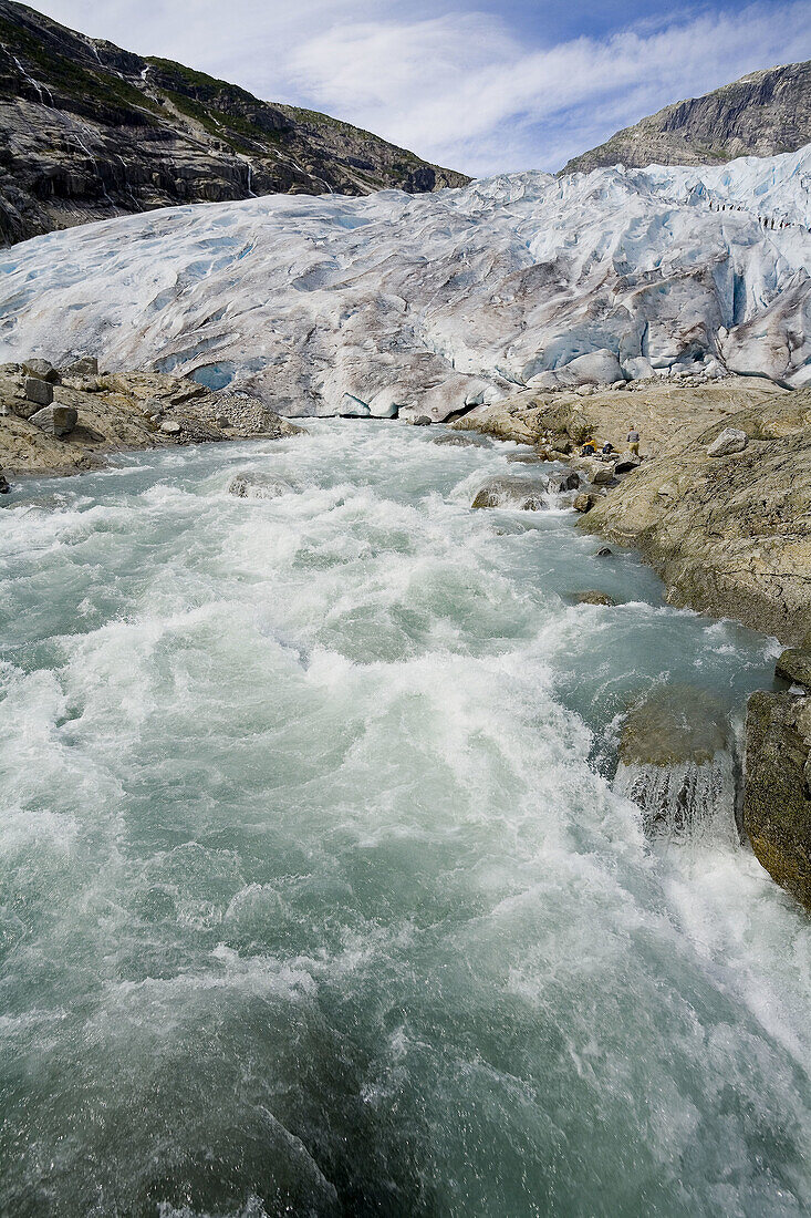 Thawing of Jostedalsbreen glacier (Nigardsbreen). Sogn og Fjordane. Norway.