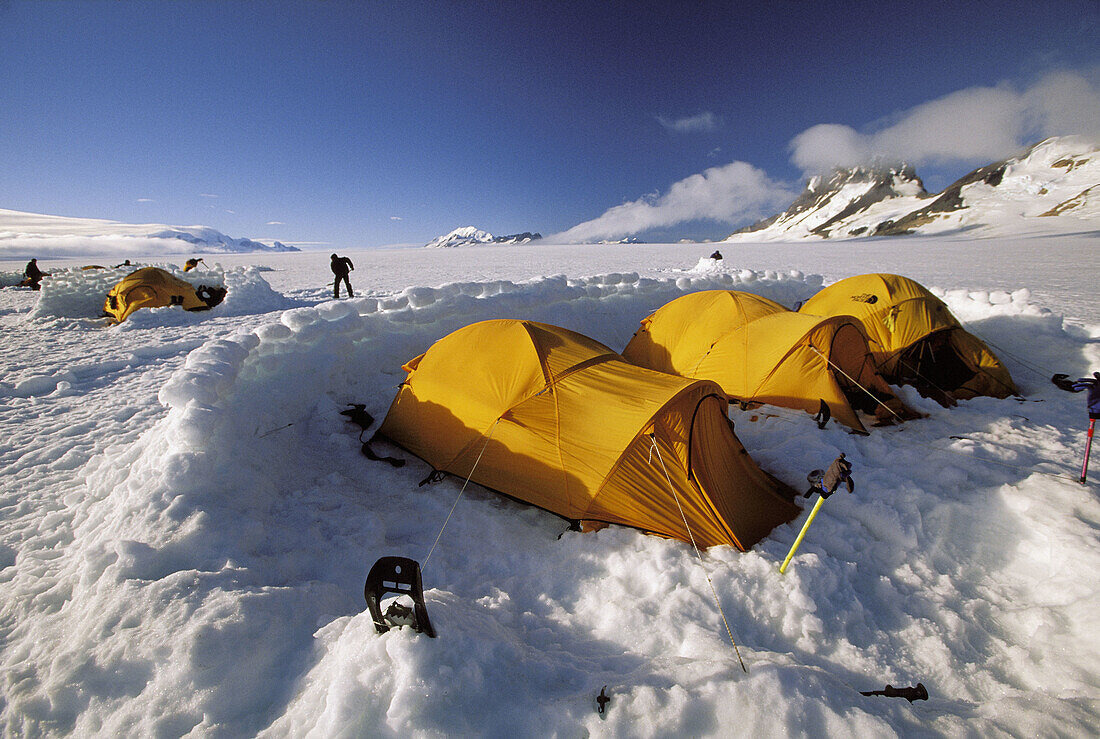 Base camp in Patagonia below Cerro Torre peak. Argentina
