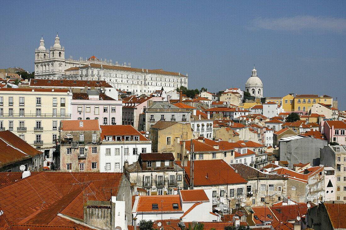 Alfama district and São Vicente de Fora Church, Lisbon, Portugal, Europe