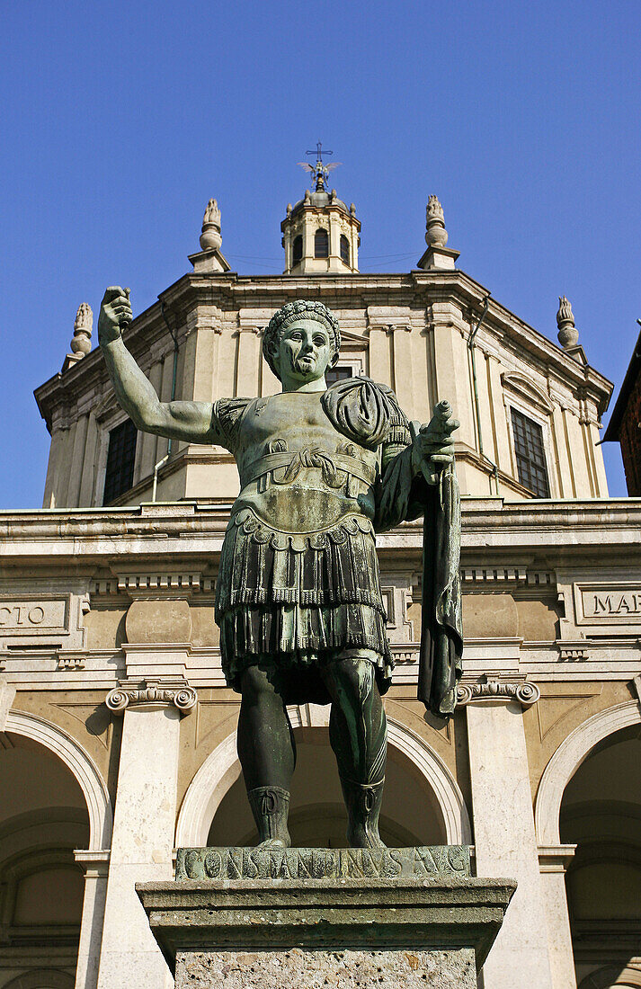 Basilica di San Lorenzo Maggiore and statue of Constantine, Milan, Italy