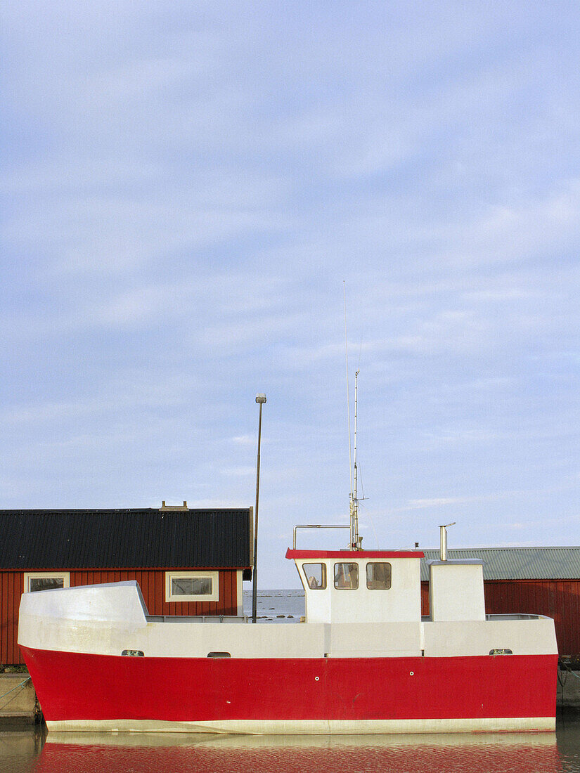 Fishingboat in harbour. Öland, Sweden.