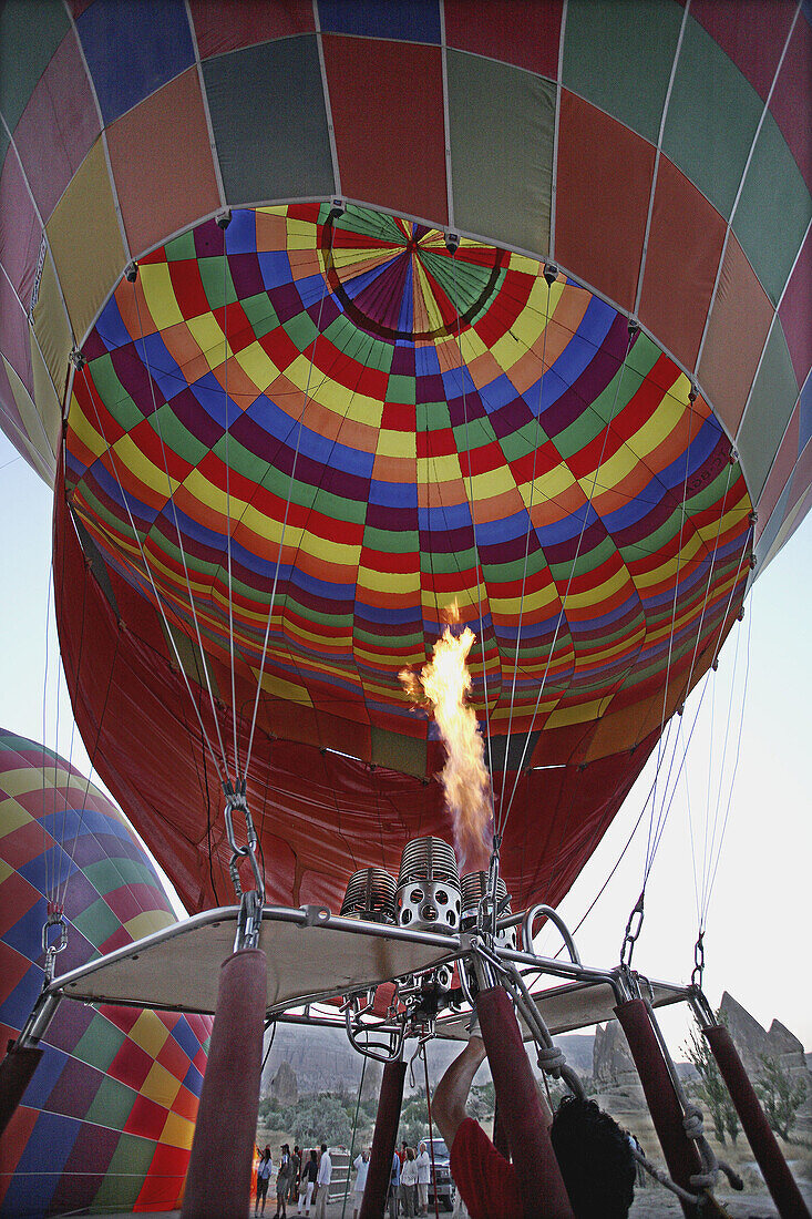 Hot-air balloon at Göreme valley. Cappadocia, Turkey