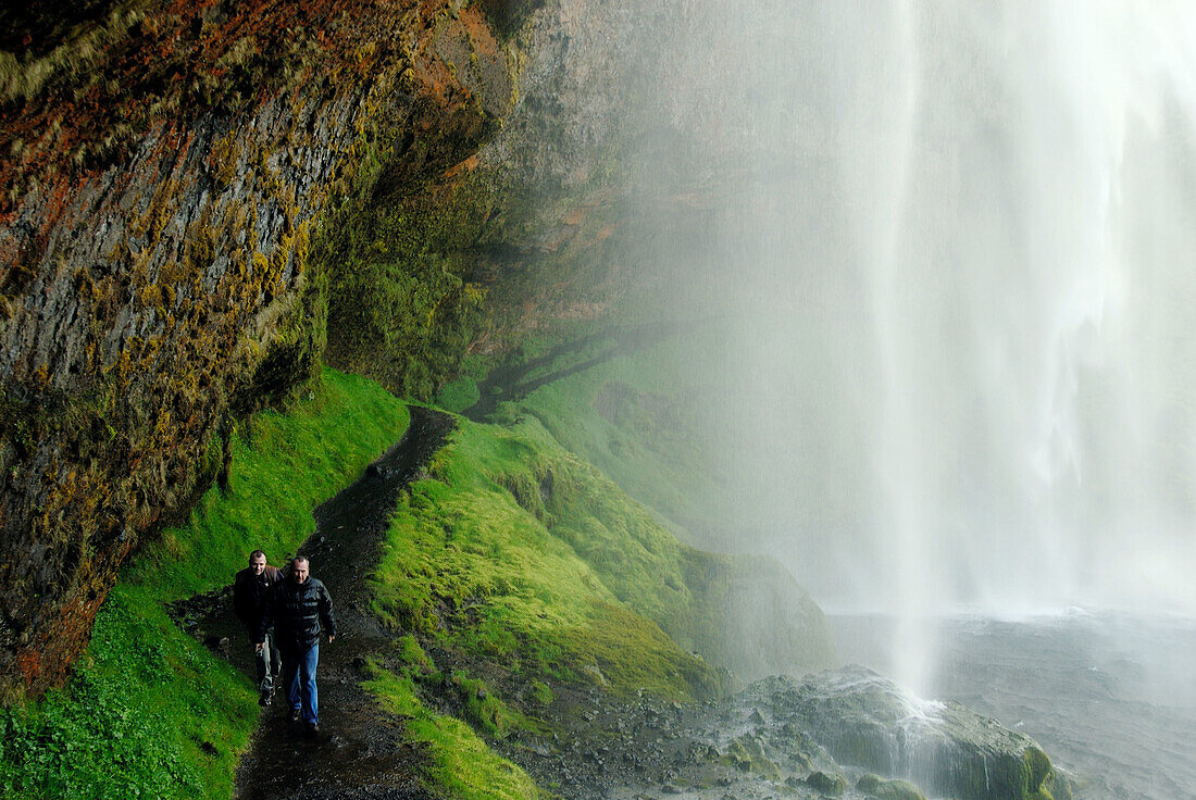 Seljalandsfoss waterfall under Eyjafjallajökull glacier. Iceland.