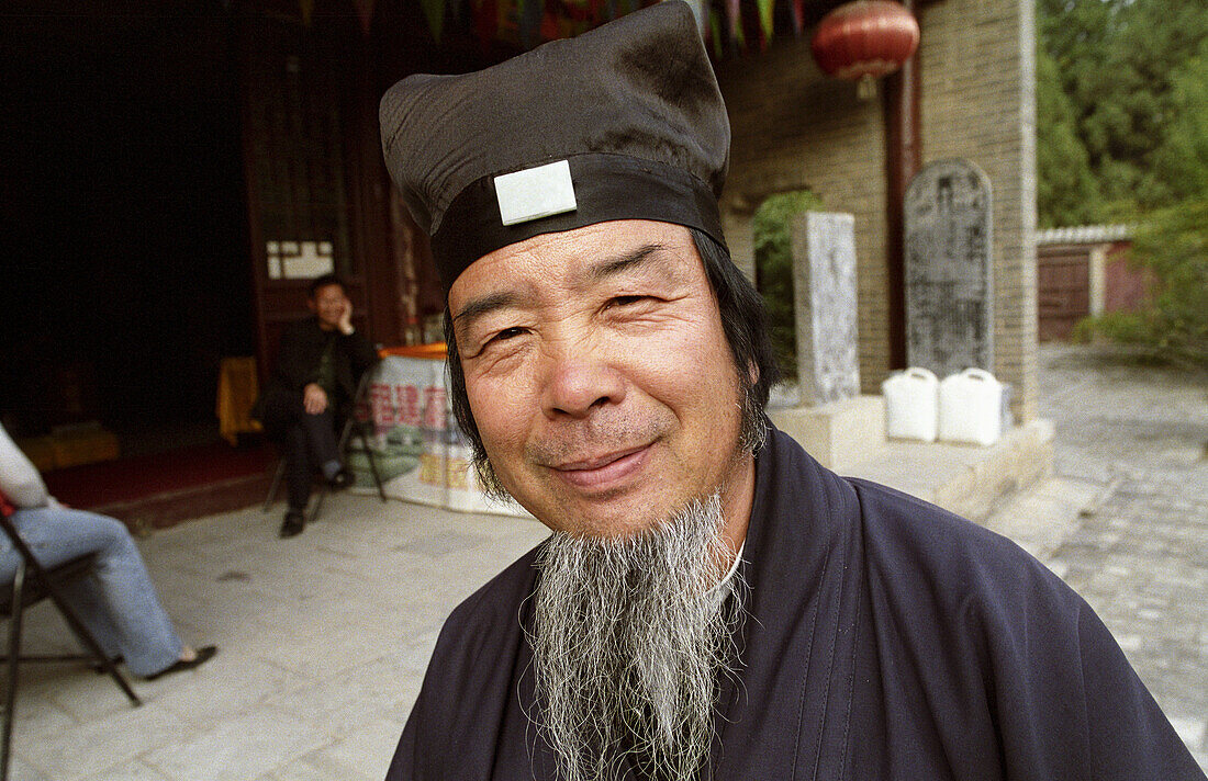 Portrait of a Taoist priest in a Taoist temple in Shanxi province