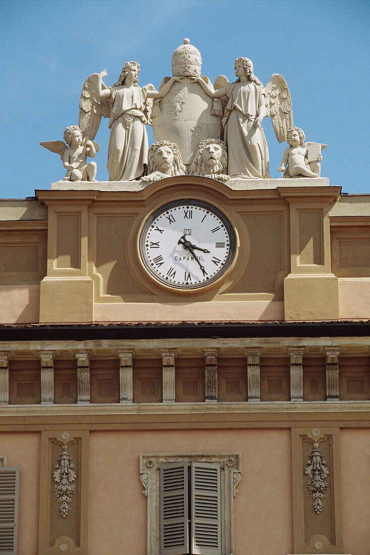 Italy, Emilia Romagna, Piacenza, Bishop palace, clock
