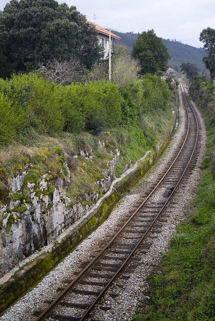 Railtrack from Oviedo to Bilbao near LLanes, Asturias. Spain