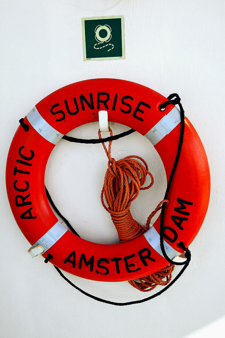 Life belt at Greenpeace ship