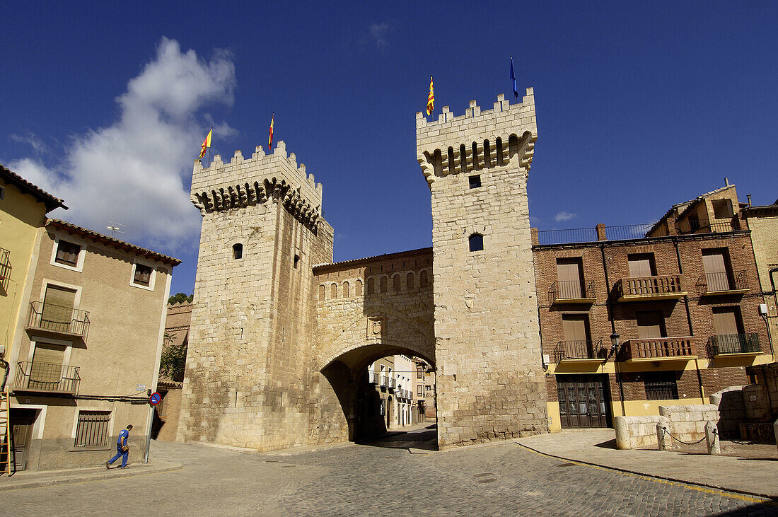 Puerta Baja town gate, Daroca. Zaragoza province, Aragon, Spain