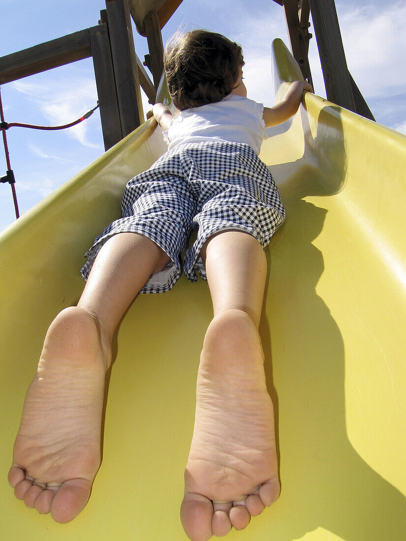 4 year old girl on slide