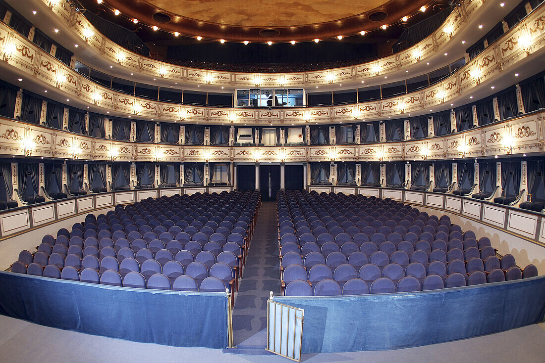 Blue, Chair, Chairs, Color, Colour, Daytime, Illumination, indoor, indoors, interior, Leisure, Lighting, Lights, Music, Nobody, Silence, Theater, Theaters, Theatre, Theatres, S73-702751, agefotostock