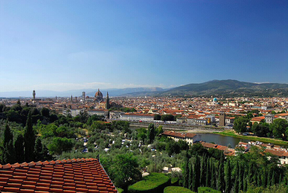 view of Florence from Villa la Vedetta, Florence, Tuscany, Italy, Europe