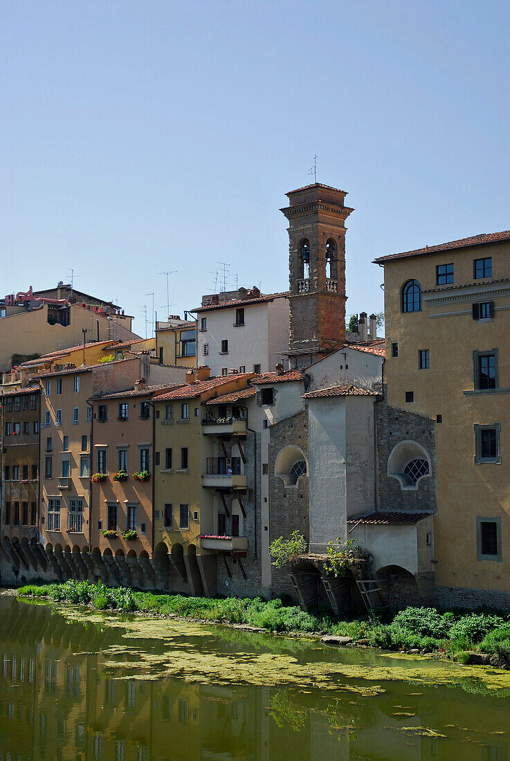 Houses and San Jacopo at the bank of river Arno, Florence, Tuscany, Italy, Europe