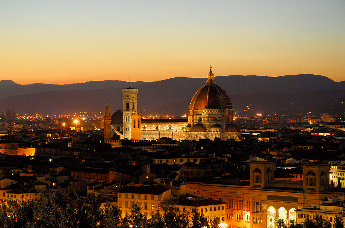 View at the cathedral at sunset, Florence, Tuscany, Italy, Europe