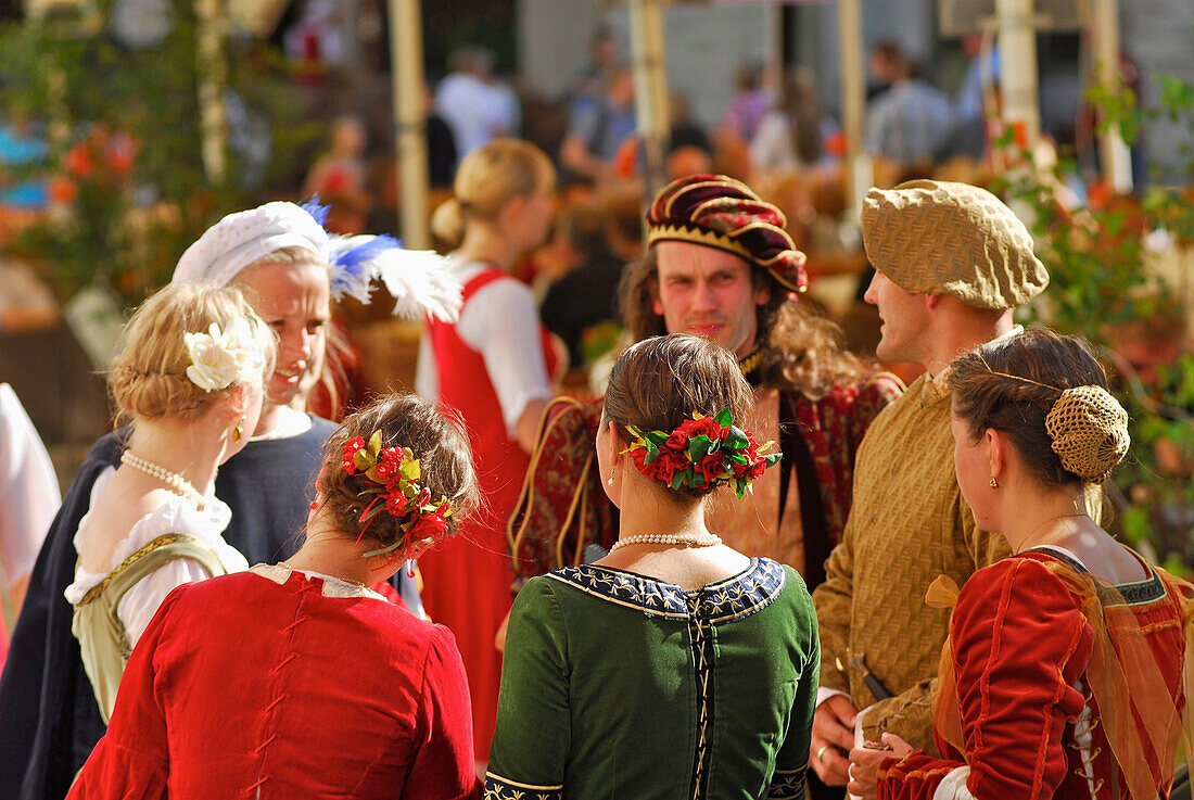 Dance group from Riga at the mediaeval market, Tallinn, Estonia