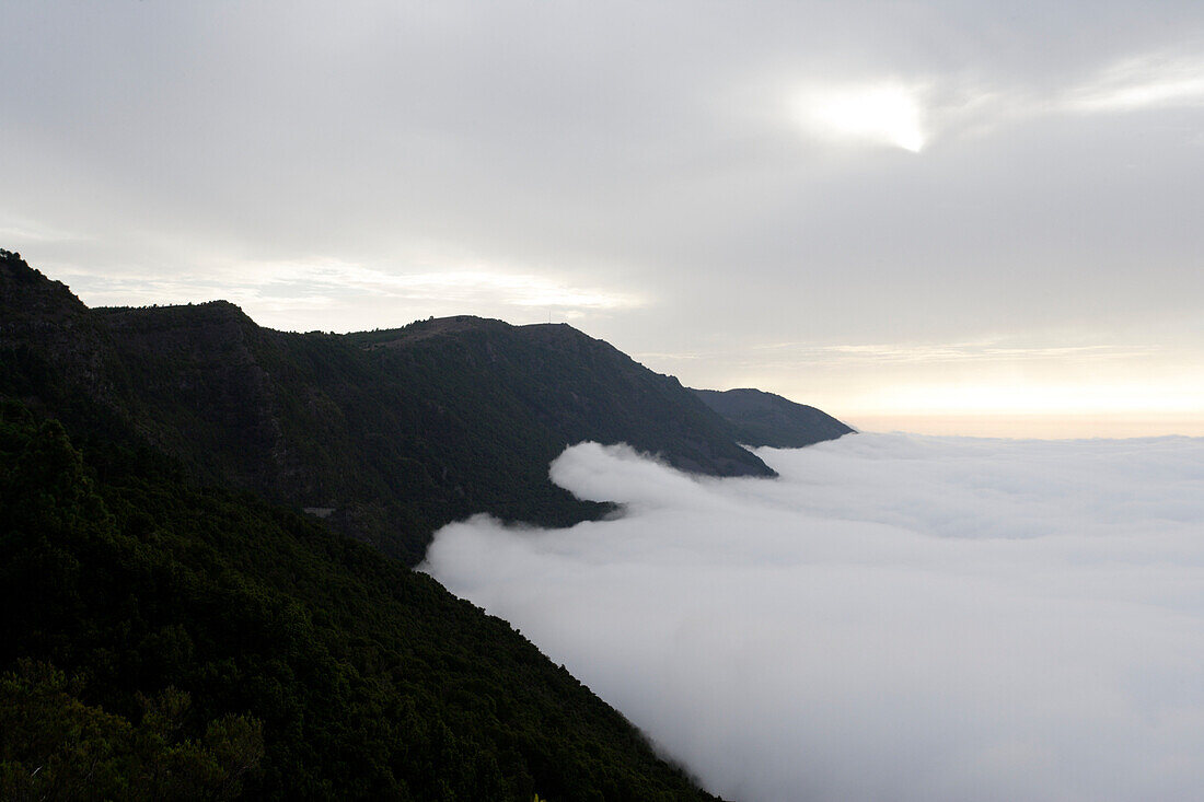 Coastal landscape, clouds over El Golfo, El Hierro, Canary Islands, Spain