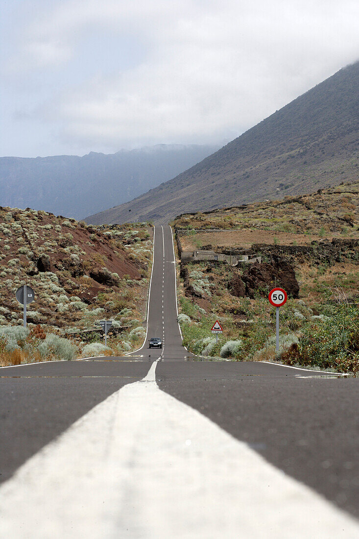 Country road near Balenario, El Hierro, Canary Islands, Spain