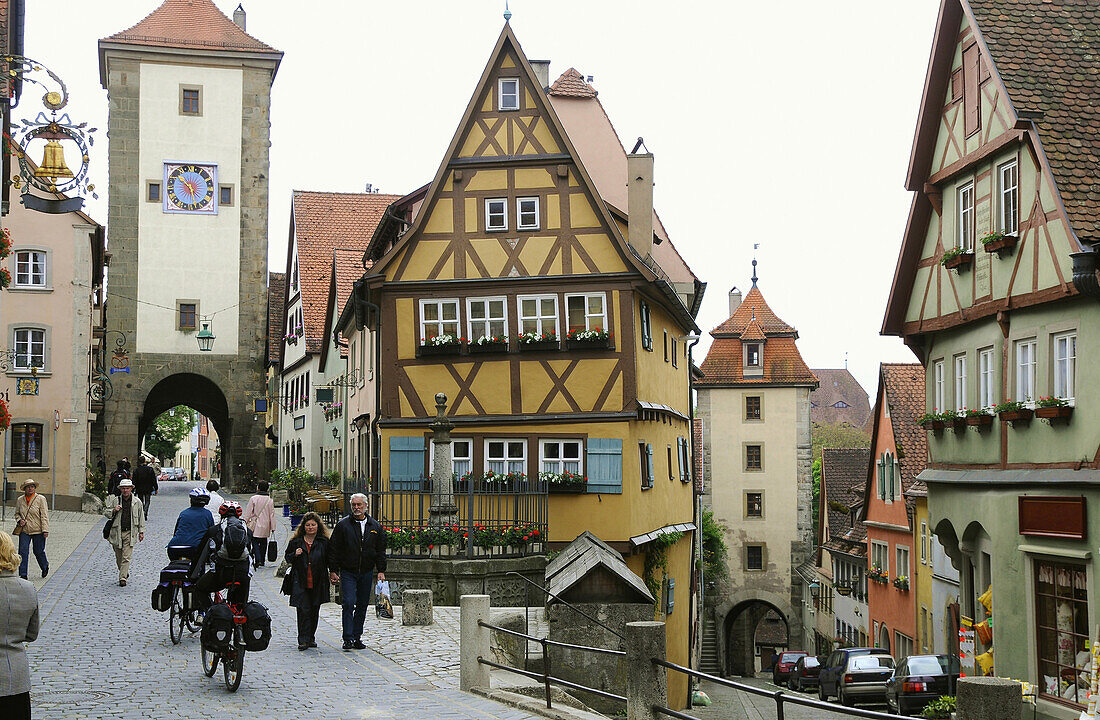Ploenlein and Siebers Tower, Rothenburg ob der Tauber, Middle Franconia, Bavaria, Germany