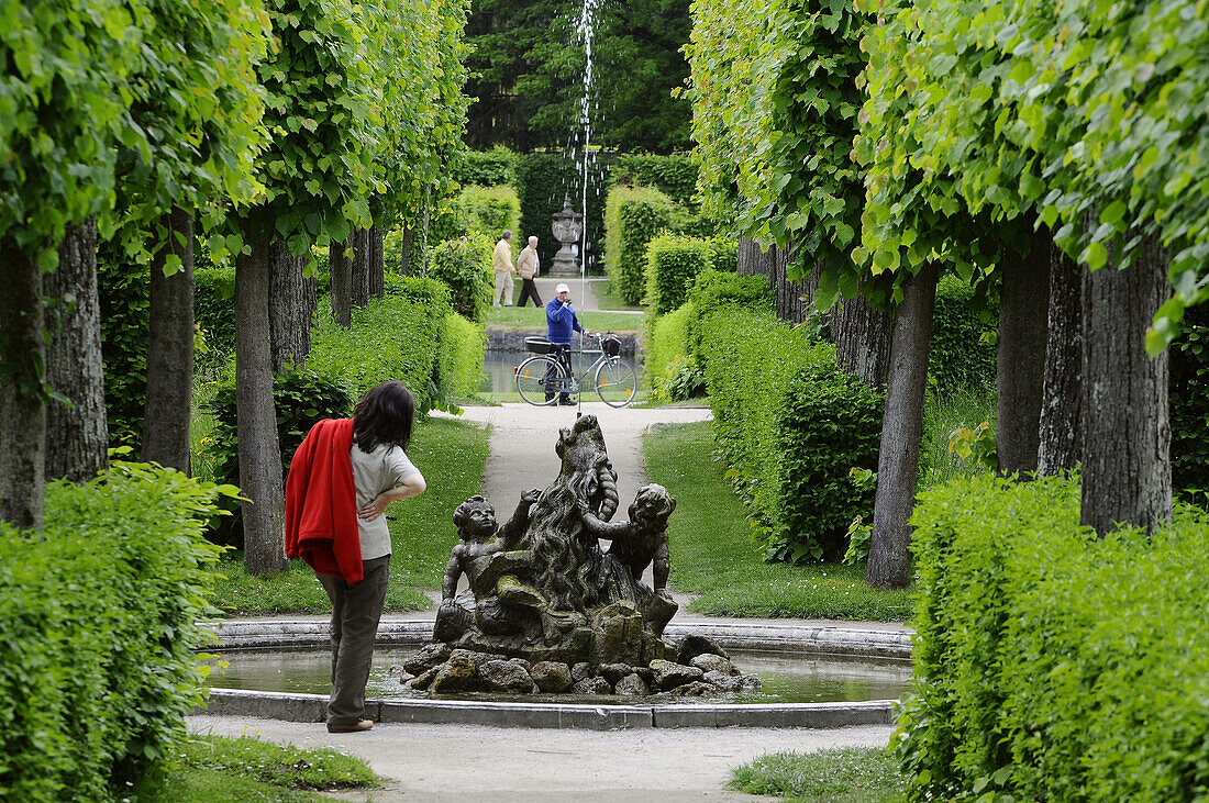 Courtyard garden, Veitshoechheim, Lower Franconia, Bavaria, Germany